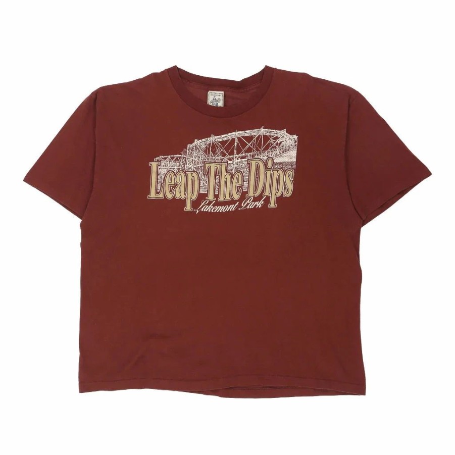 Vintage T-Shirts * | Vintage Leap The Dips Unbranded T-Shirt Xl Burgundy Cotton