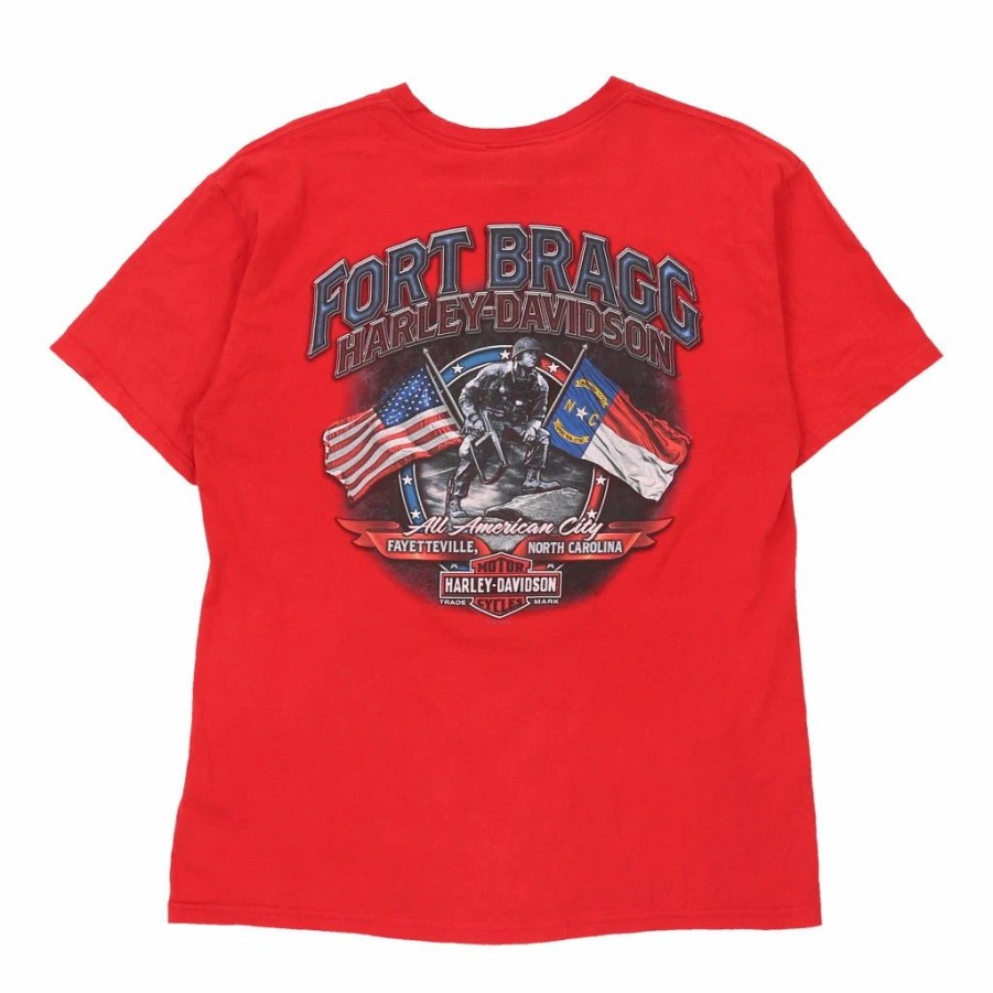 Vintage T-Shirts * | Vintage Fort Bragg Harley Davidson T-Shirt Medium Red Cotton