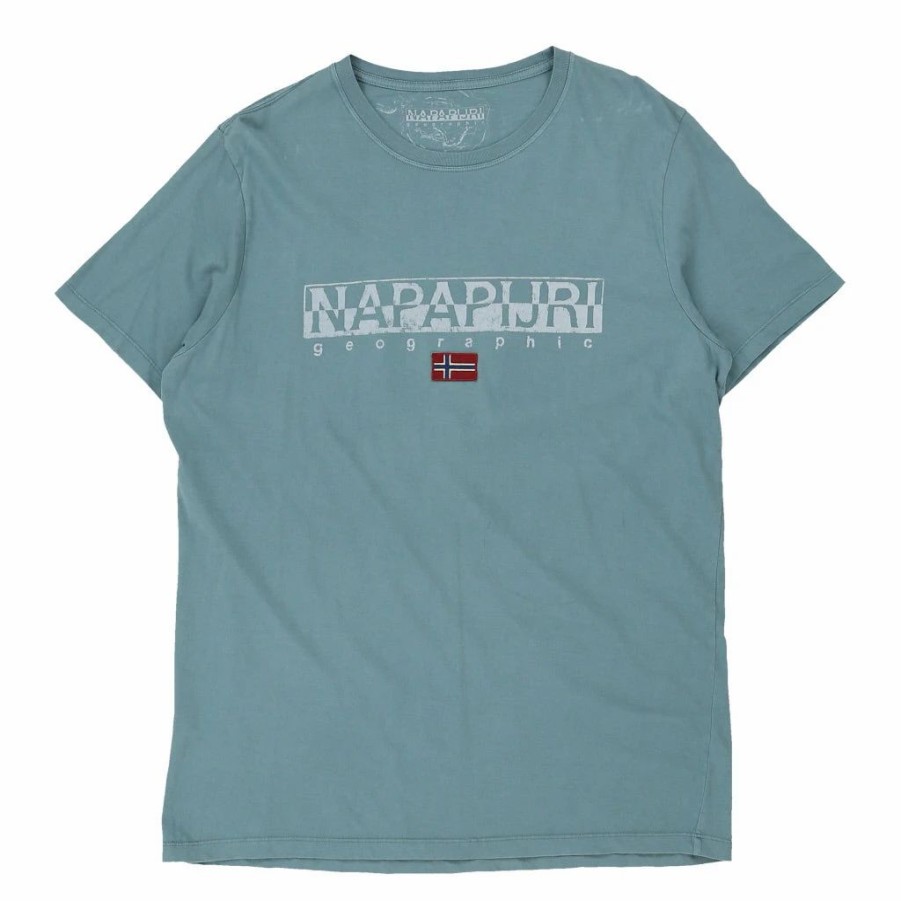 Vintage T-Shirts * | Vintage Napapijri T-Shirt 2Xl Blue Cotton