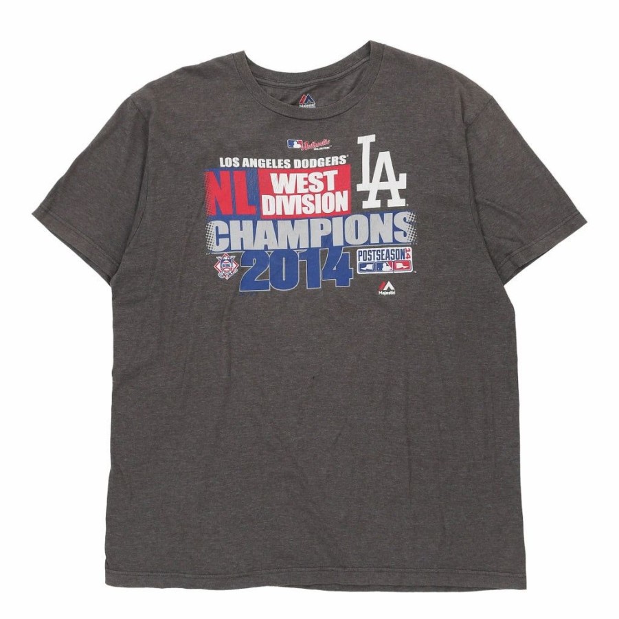 Vintage T-Shirts * | Pre-Loved Los Angeles Dodgers Majestic T-Shirt Xl Grey Cotton