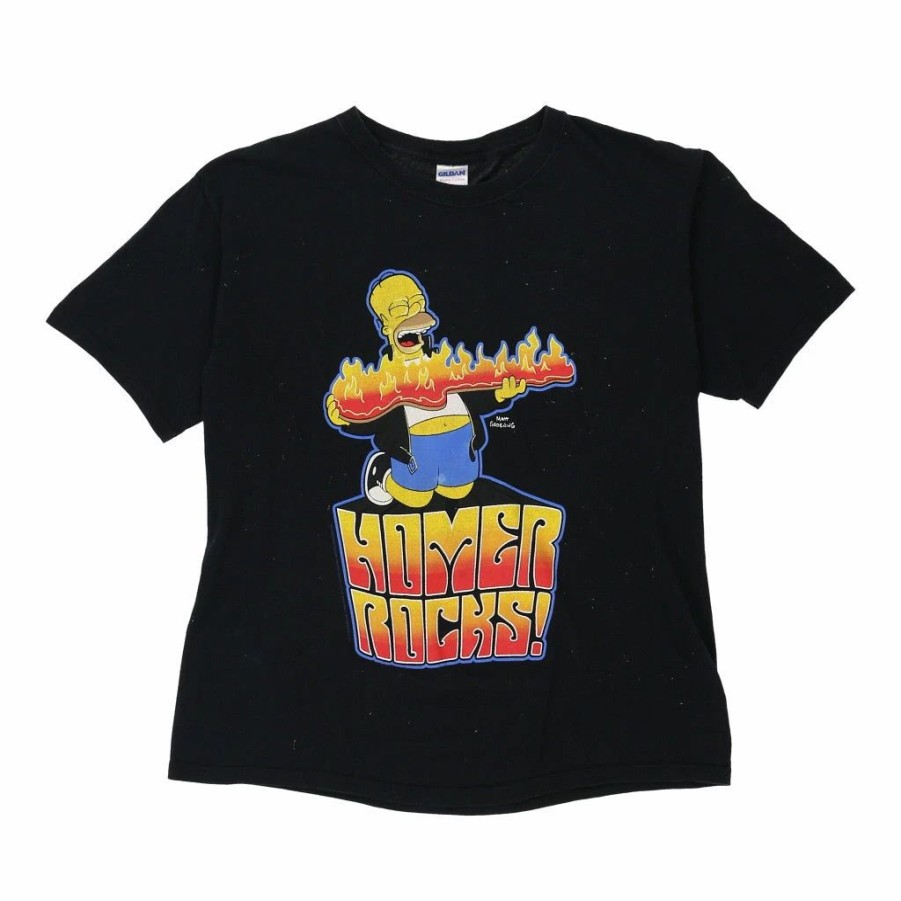 Vintage T-Shirts * | Vintage Homer Simpson Gildan T-Shirt Large Black Cotton