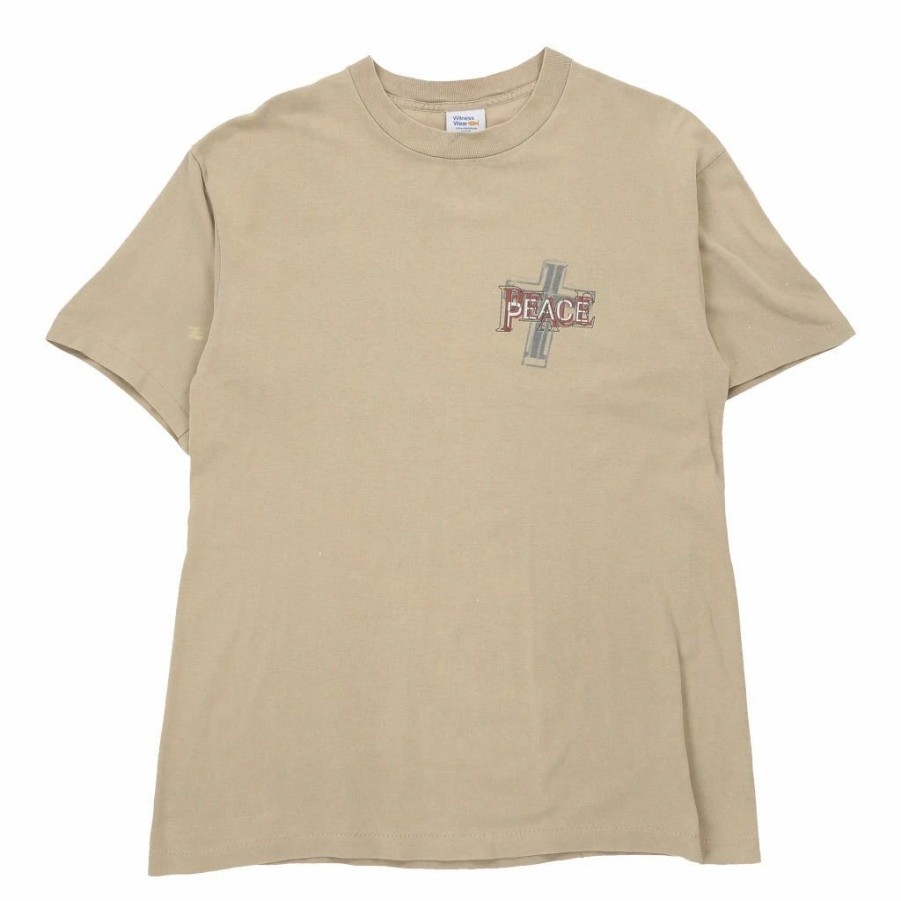 Vintage T-Shirts * | Vintage Witness Wear T-Shirt Large Beige Cotton