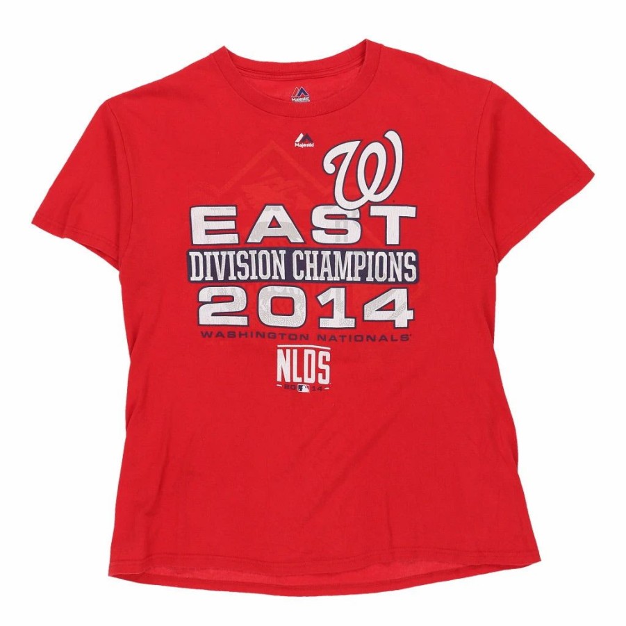 Vintage T-Shirts * | Pre-Loved Washington Nationals Majestic T-Shirt Medium Red Cotton