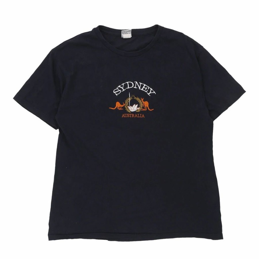 Vintage T-Shirts * | Vintage Sydney, Australia Australia T-Shirt Large Black Cotton