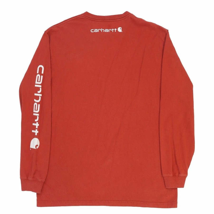 Vintage T-Shirts * | Vintage Carhartt Long Sleeve T-Shirt Large Red Cotton