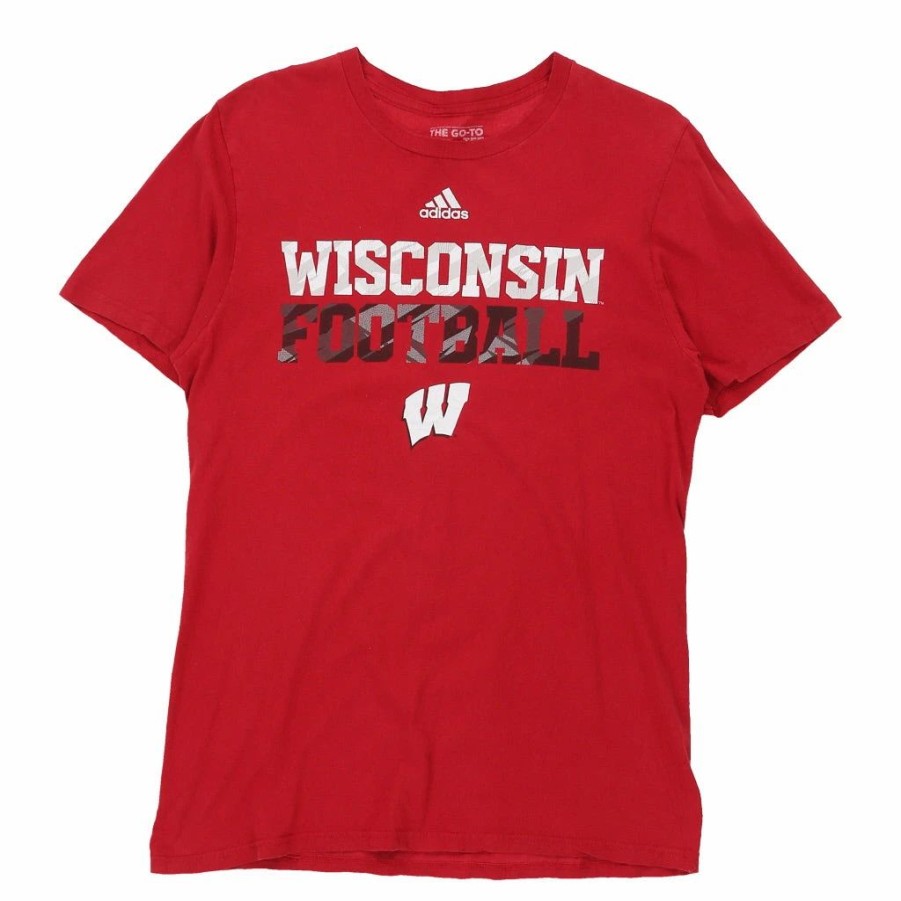 Vintage T-Shirts * | Vintage Wisconsin Badgers Adidas T-Shirt Medium Red Cotton