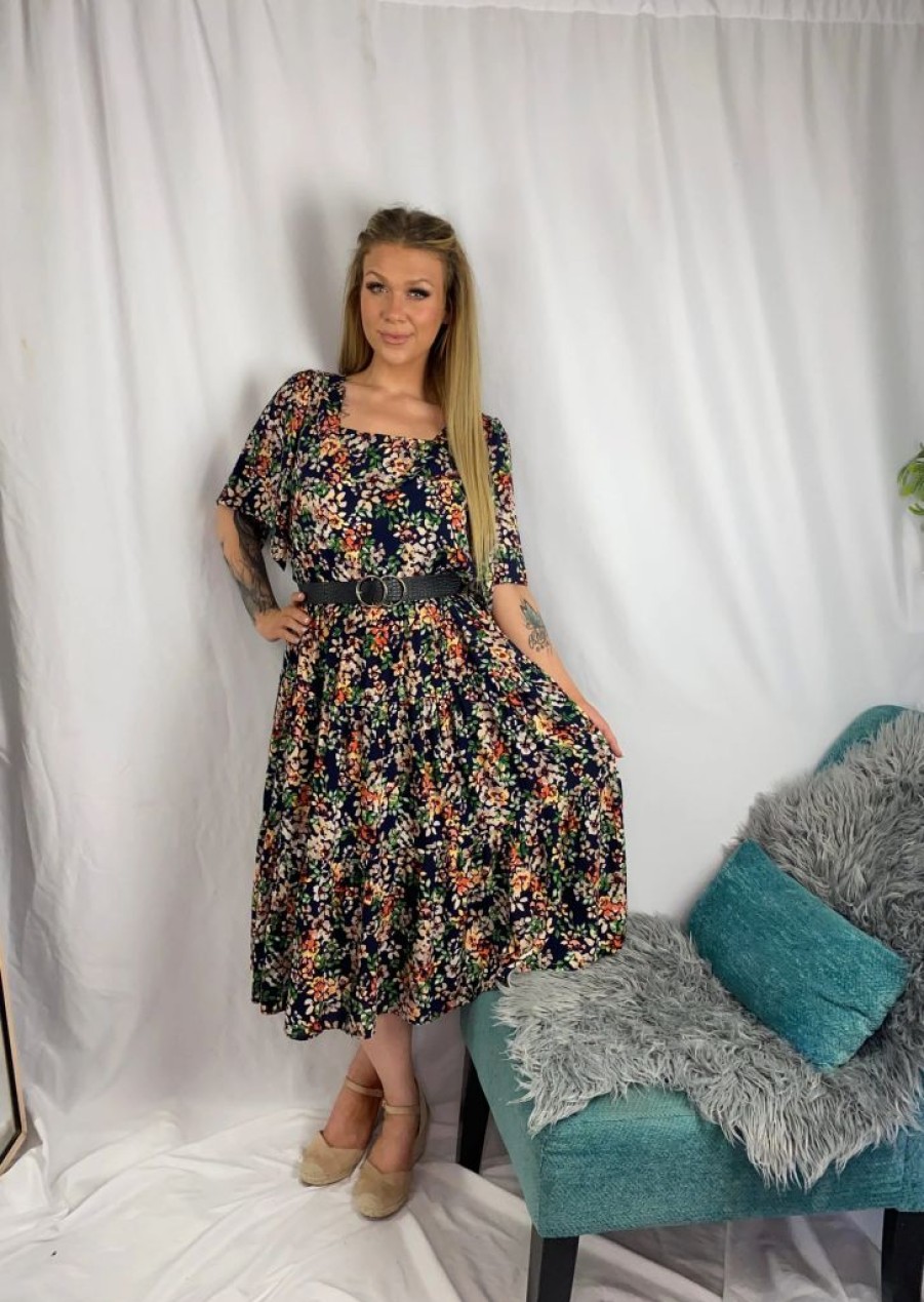 Mum Friendly * | Marly Dark Floral Midi Dress