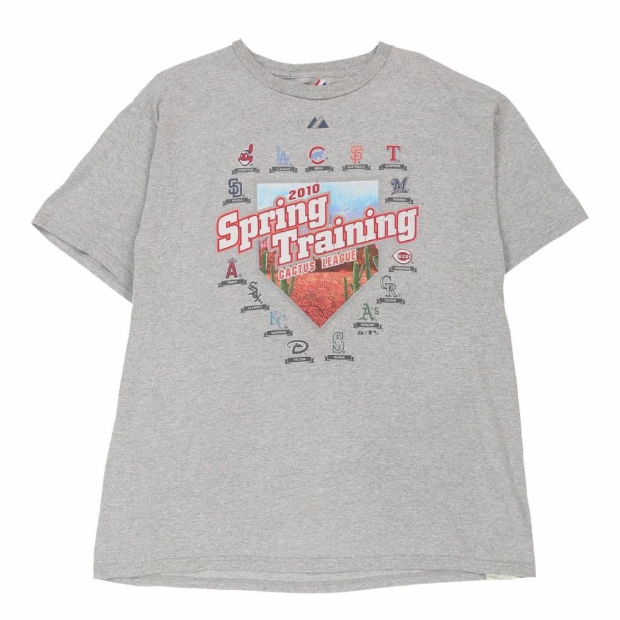 Vintage T-Shirts * | Pre-Loved Spring Training Majestic T-Shirt Large Grey Cotton