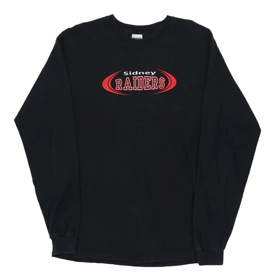 Vintage T-Shirts * | Vintage Sidney Raiders Gildan Long Sleeve T-Shirt Large Black Cotton