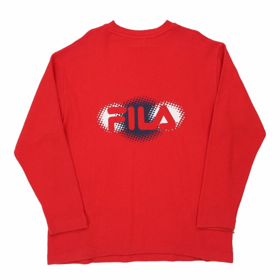 Vintage T-Shirts * | Vintage Fila Long Sleeve T-Shirt Xl Red Cotton