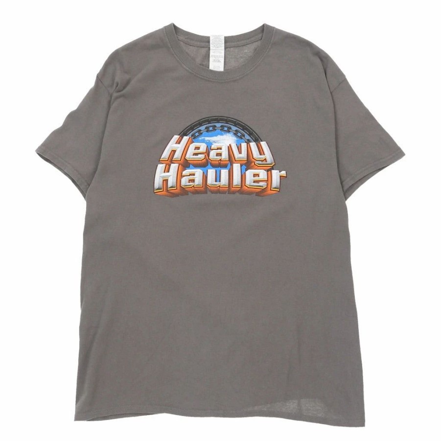 Vintage T-Shirts * | Vintage Heavy Hauler Gildan T-Shirt Large Grey Cotton