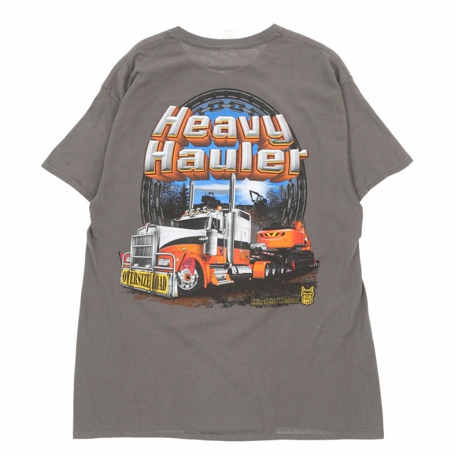 Vintage T-Shirts * | Vintage Heavy Hauler Gildan T-Shirt Large Grey Cotton