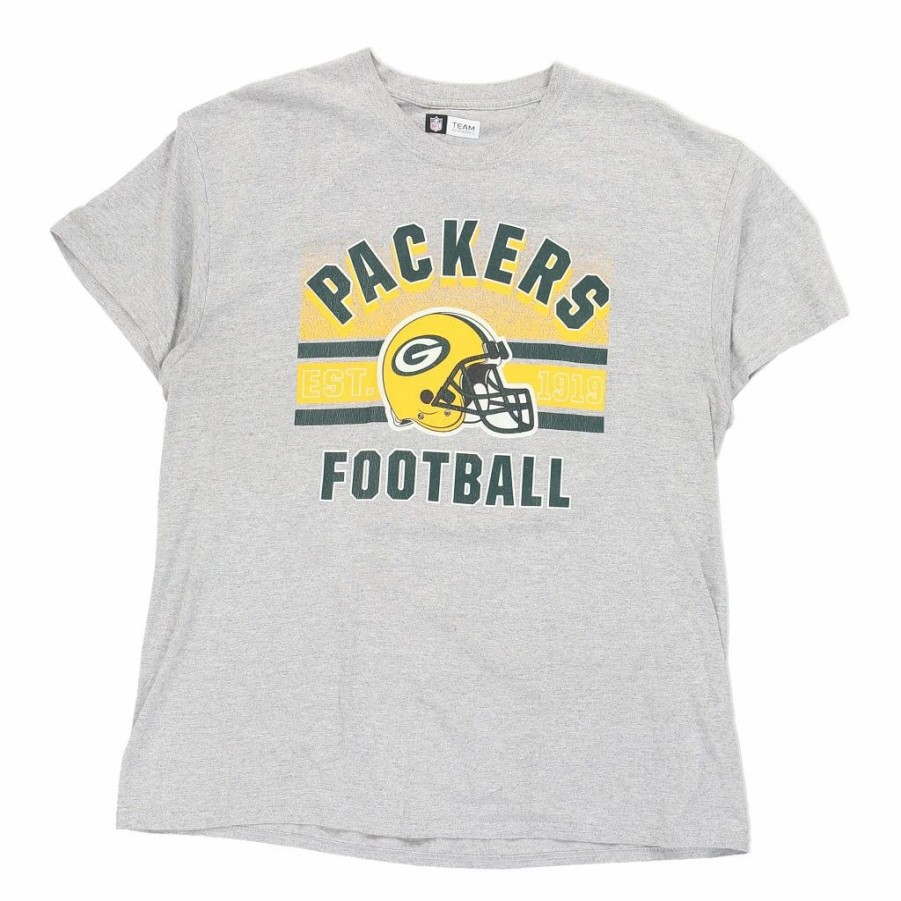 Vintage T-Shirts * | Vintage Green Bay Packers Nfl T-Shirt Large Grey Cotton