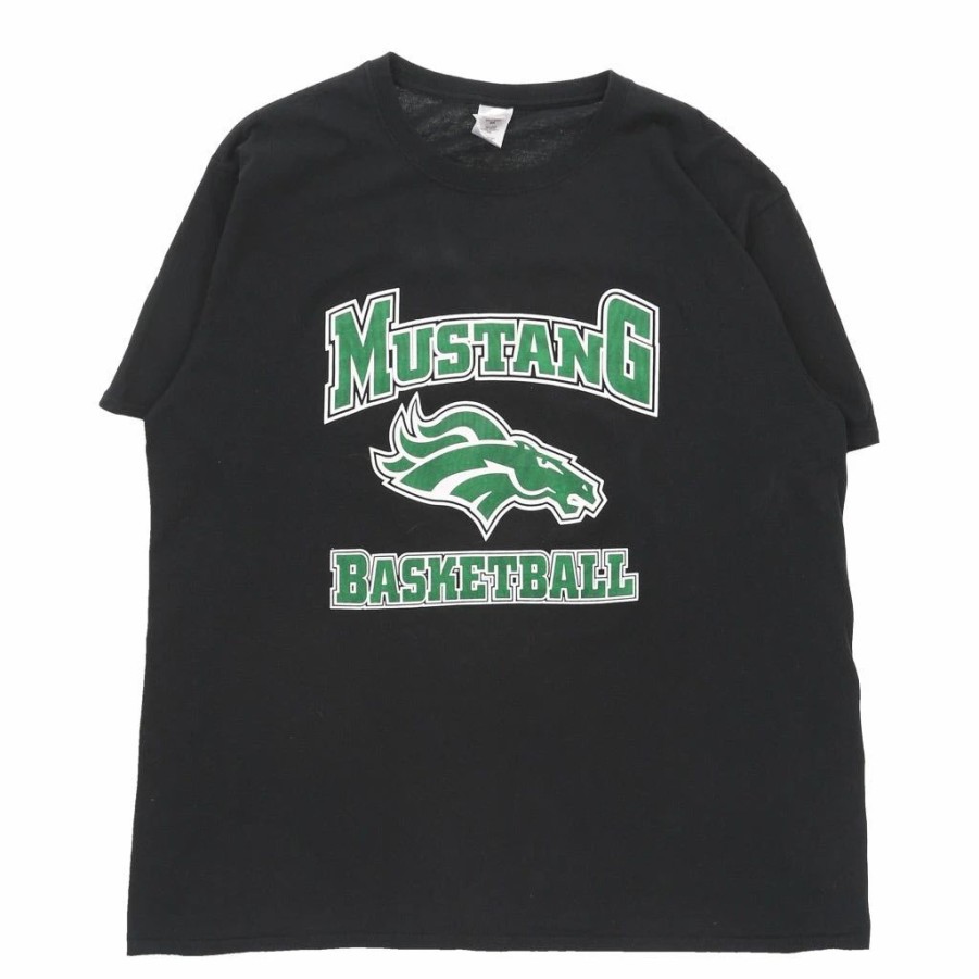 Vintage T-Shirts * | Vintage Mustang Basketball Gildan T-Shirt Xl Black Cotton