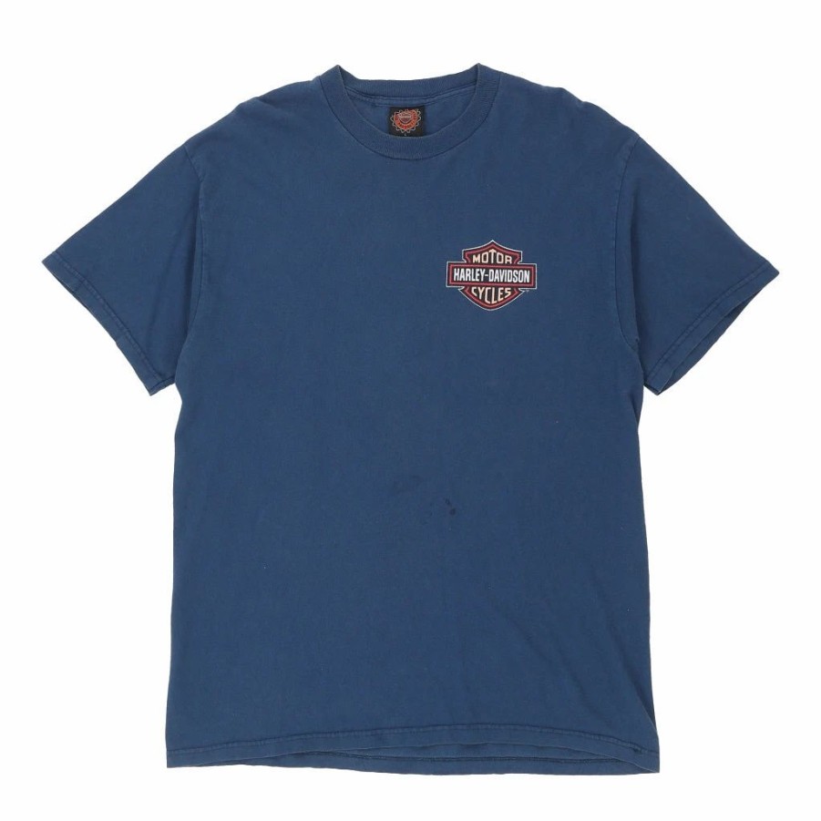 Vintage T-Shirts * | Vintage Harley Davidson T-Shirt Large Blue Cotton