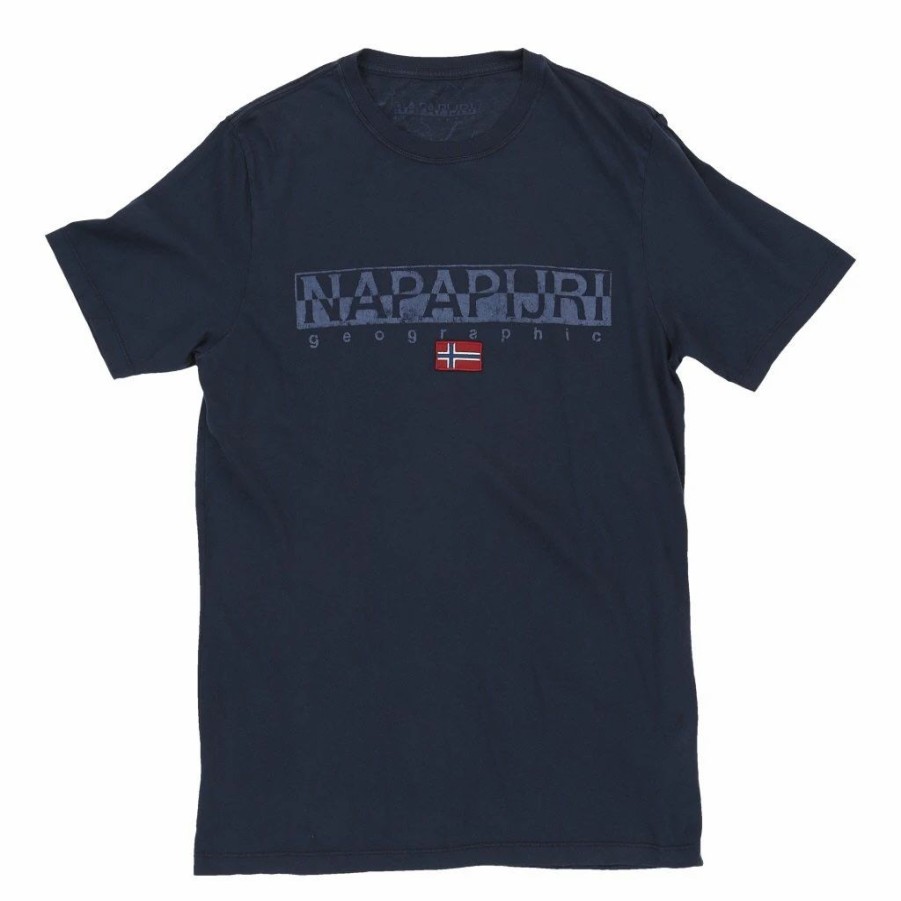 Vintage T-Shirts * | Vintage Napapijri T-Shirt Small Blue Cotton