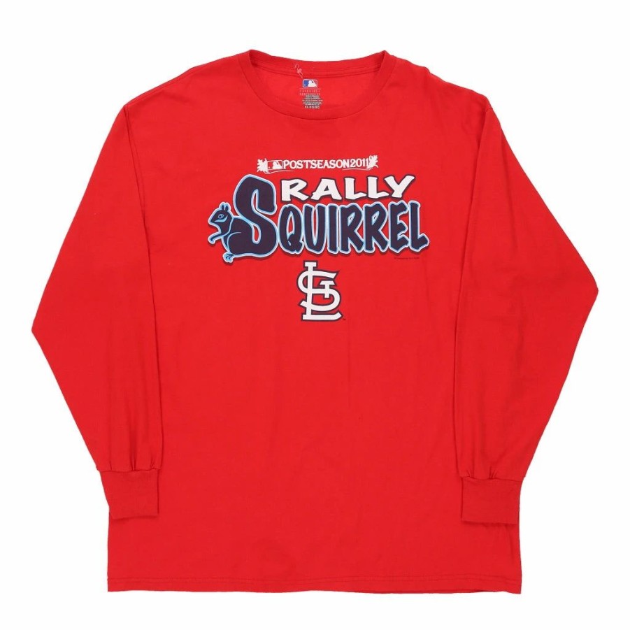 Vintage T-Shirts * | Vintage Mlb Long Sleeve T-Shirt Xl Red Cotton